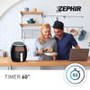 Zephir-Friggitrice-ad-Aria-6L-1800W-Doppio-Cestello-Estraibile-Antiaderente-Oblo-trasparente-Display-LED-8-Programmi-di-cottura-Temperatura-regolabile-Timer-60-minuti-