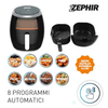 Zephir-Friggitrice-ad-Aria-6L-1800W-Doppio-Cestello-Estraibile-Antiaderente-Oblo-trasparente-Display-LED-8-Programmi-di-cottura-Temperatura-regolabile-Timer-60-minuti-