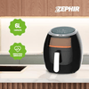 Zephir-Friggitrice-ad-Aria-6L-1800W-Doppio-Cestello-Estraibile-Antiaderente-Oblo-trasparente-Display-LED-8-Programmi-di-cottura-Temperatura-regolabile-Timer-60-minuti-
