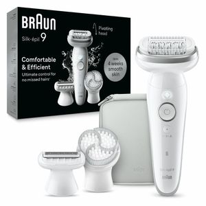 Braun Silk-épil 9 9-061, Epilatore Elettrico Donna Per Una Epilazione Facile, Pelle Liscia a Lungo, Bianco/Argento