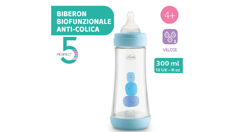 Chicco PERFECT 5 Biberon Anticolica 300 ml, Biberon Flusso Veloce