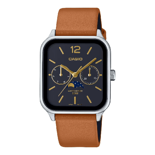 Casio Orologio Multi-quadrante al Quarzo da Uomo con Cinturino in Pelle MTP-M305L-1AVER