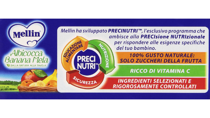 Mellin - Omogeneizzato, Albicocca Banana Mela - 12 confezioni da 2 pezzi da 100  g [24 pezzi, 2400 g] - PagineGialle Shop