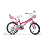 Bicicletta Bambina Rosa 14 Pollici 3 4 5 6 Anni Rotelle Sellino Freni Cestino