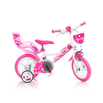 Bicicletta 12 Pollici Piccoli Cuori per Bambina Dino Bikes Rotelle Freno Cestino