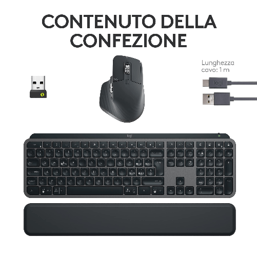 Logitech-MX-Keys-S-Combo---Tastiera-e-Mouse-Wireless-con-Palm-Rest-illuminazione-personalizzabile-Scorrimento-veloce-Bluetooth-USB-C-Windows-Linux-Chrome-Mac-Grigio