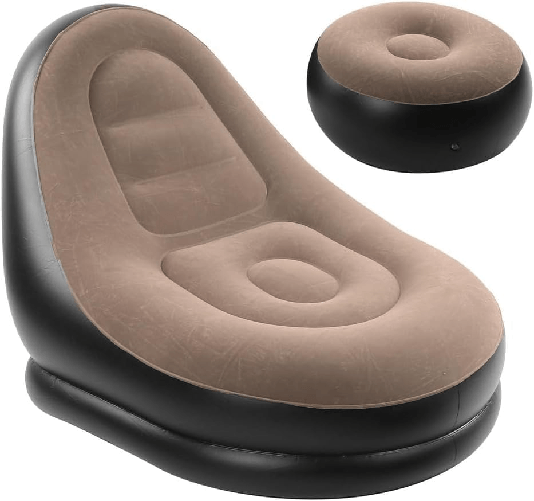 MF artSHOP  Poltrona Gonfiabile con Poggiapiedi, Divano Gonfiabile con Pouf, Sedia Relax