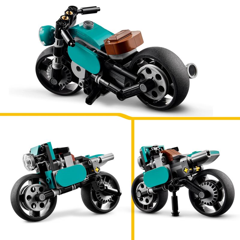 LEGO-Creator-31135-Motocicletta-Vintage-Set-3-in-1-con-Moto-Giocattolo-Road-Bike-e-Dragster-Giochi-Creativi-per-Bambini