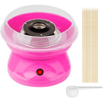 Macchina per Zucchero Filato Portatile, 500W, Rosa, con Bastoncini e Cucchiaio Dosatore, Feste, Party Compleanno, Portatile, Cotton Candy