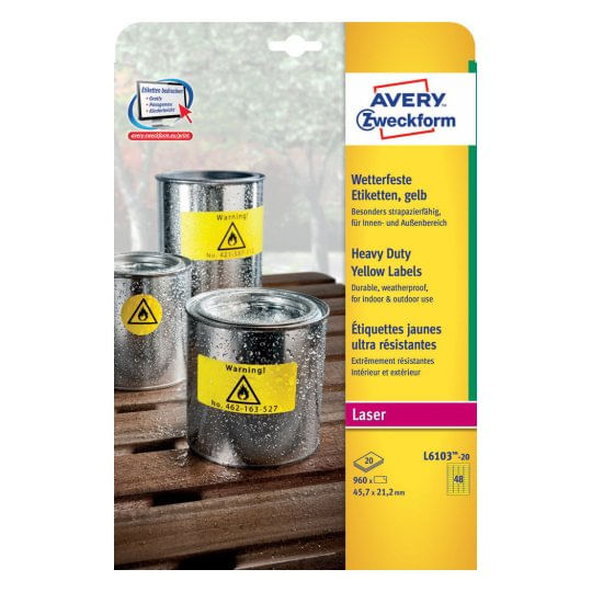 Avery-L6103-20-etichetta-autoadesiva-Giallo-Rettangolo-Permanente-960-pezzo-i-