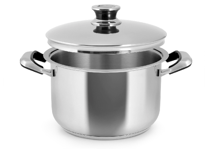 Inoxpran Pentola 2 manici in acciaio inox 18/10 con coperchio, manici in bachilite cm 26x16
