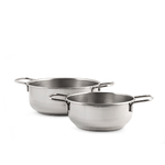 Coppia Casseruole Due Manici, Acciaio Inox, 16Cm, Grigio