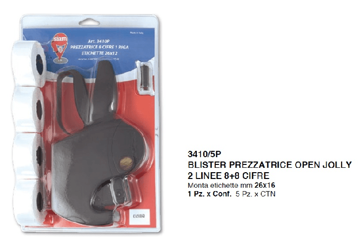 senza marca PREZZATRICE SIAM JOLLY 2616 - 16 CIFRE - 4 ROTOLI - TAMPONE