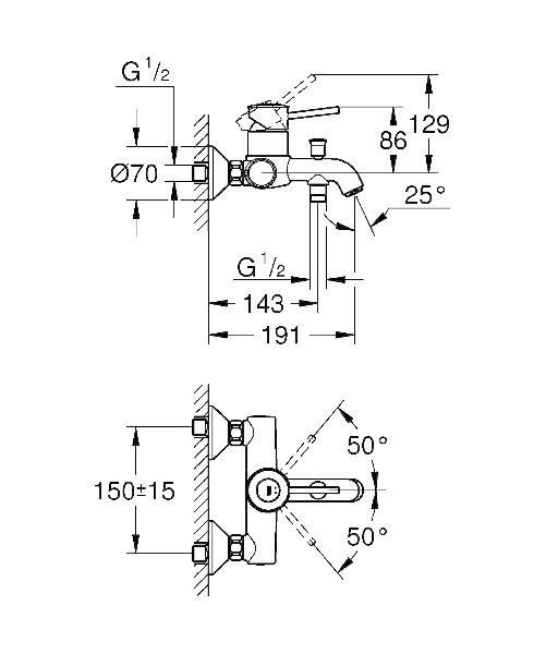 Grohe-23787000-Start-Classic-Miscelatore-Monocomando-per-Vasca-Doccia