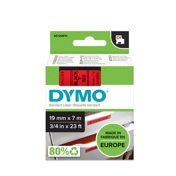 DYMO-D1---Standard-Etichette---Nero-su-rosso---19mm-x-7m