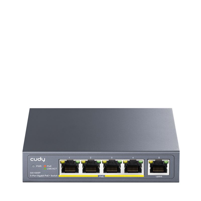 Cudy-GS1005P-switch-di-rete-Gigabit-Ethernet--10-100-1000--Supporto-Power-over-Ethernet--PoE--Grigio