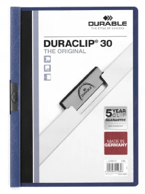 Cartella-in-plastica-Duraclip-30-con-clip-in-acciaio---Formato-A4---Capacita-fino-a-30-fogli---Retro-rigido-Blu-scuro