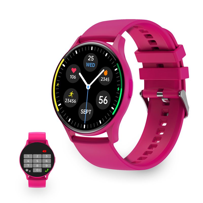 Smartwatch-Ksix-Core---Schermo-AMOLED-da-143---Autonomia-di-5-giorni---Modalita-Sport-e-Salute-Chiamate-Assistenti-vocali---Immergibile---Colore-Fucsia