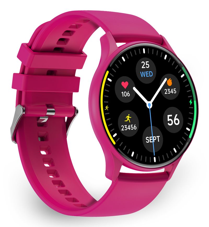 Smartwatch-Ksix-Core---Schermo-AMOLED-da-143---Autonomia-di-5-giorni---Modalita-Sport-e-Salute-Chiamate-Assistenti-vocali---Immergibile---Colore-Fucsia