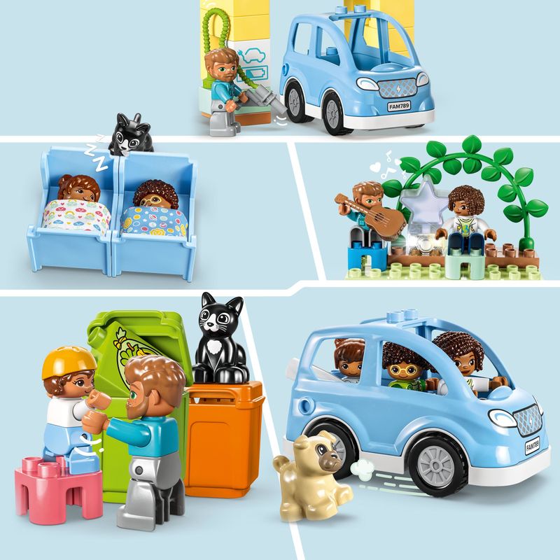 LEGO-DUPLO-10994-Casetta-3-in-1-Casa-delle-Bambole-Auto-Push-and-Go-7-Figure-e-Mattoncino-Luminoso-per-Bambini-da-3--Anni