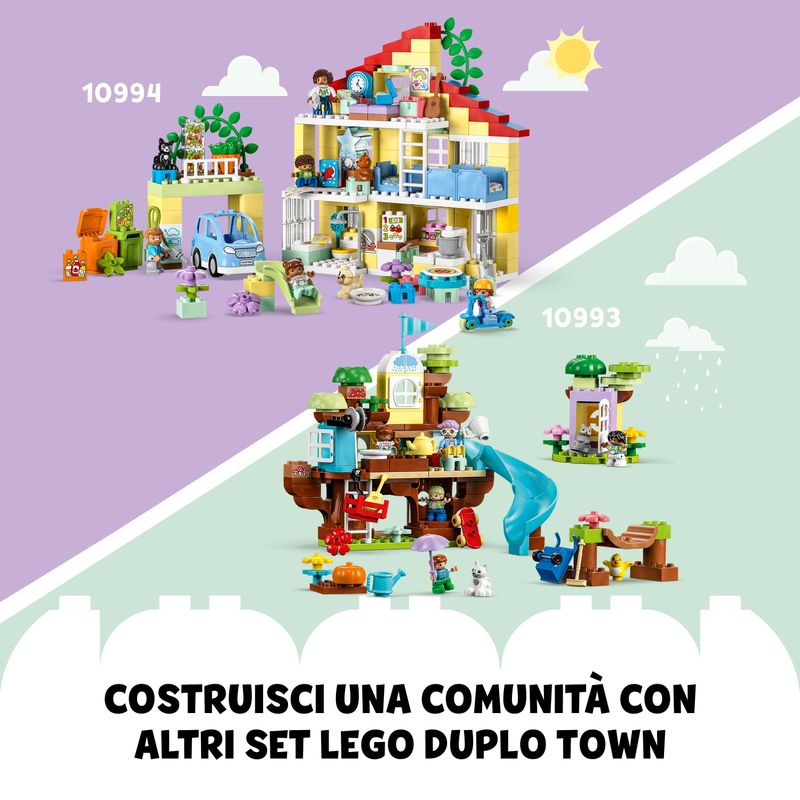 LEGO-DUPLO-10994-Casetta-3-in-1-Casa-delle-Bambole-Auto-Push-and-Go-7-Figure-e-Mattoncino-Luminoso-per-Bambini-da-3--Anni