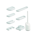 Set Accessori Bagno Kit Plastica Porta Asciugamani Rotolo Carta Sapone Scopino