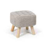 Pouf Quadrato Grigio Seduta Puff Imbottito Poggiapiedi Sgabello Divano Salotto