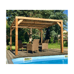 Gazebo Pergola in Legno 3.4x3 da Giardino Carport con Copertura Veneziane Mobili