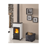 Stufa a Legna Nordica 6kw Bianco Ghisa Tubo 12 Extraflame con Vetro Carbone