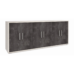 Mobile Basso Bianco Nero Legno Armadio 6 Ante 200 TV Moderno Credenza