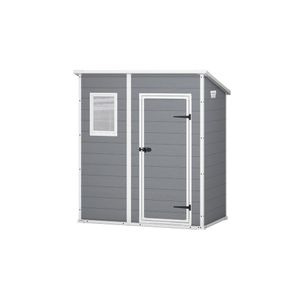 Keter Casetta da Giardino Box Portattrezzi da esterno MANOR PENT 6X4 in resina 183,5x111x200,5h grigio