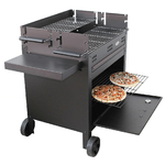 Barbecue a Legna Carbone con Forno Pizza 2 Griglie Acciaio da Giardino