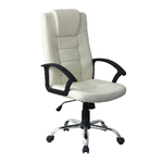 Sedia Ufficio con Ruote Beige Imbottita Braccioli Scrivania Poltrona Ergonomica