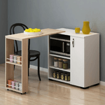 Mobile Multiuso con Tavolo e Credenza Richiudibile con Ruote da Cucina