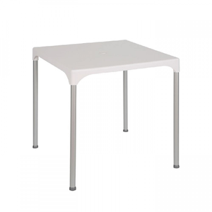 Tavolino in Plastica Bianco Quadrato 70x70 Smontabile per Esterno