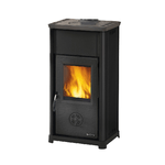 Stufa a Legna Nordica 6kw Antracite Ghisa Tubo 12 Extraflame con Vetro Carbone