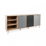 Madia a 3 Ante e Scaffali 210 cm Credenza Porta Tv Mobile da Salotto