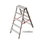 Facal Scala Doppia Alluminio Scaletta 5 Gradini Richiudibile Sgabello Da Interno