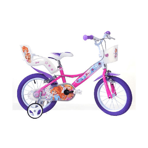 Dino Bikes Bicicletta Winx 16 Pollici Bici Bimba 4 5 6 7 Parafanghi Cestino Rotelle Bambina