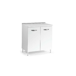 Base per Cucina 80 cm Larghezza in Legno Bianco Dispensa 2 Ante Componibile