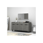 Credenza 4 Ante 2 Cassetti Grigio Cemento Porta TV Mobile da Soggiorno Madia