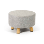 Pouf Rotondo Basso Grigio Seduta Puff Tondo Imbottito Poggiapiedi Divano Salotto