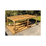 Gazebo Pergola in Legno 3.4x6 da Giardino Carport con Copertura Veneziane Mobili