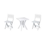 Set Tavolo e 2 Sedie Bianco Pieghevoli in Resina da Giardino Balcone Plastica