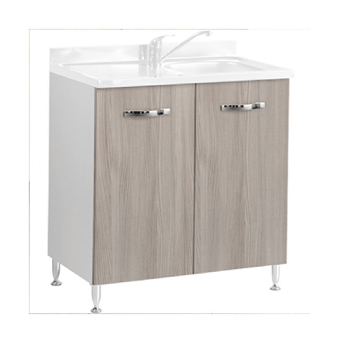 Sotto Lavello per Cucina Componibile in Legno Senza Lavello Larice Grigio 2 Ante