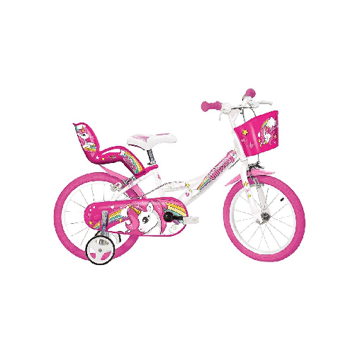 Bicicletta-Bambina-16-Pollici-4-5-6-7-Anni-Unicorno-con-Rotelle-Freno-Bici-Bimba