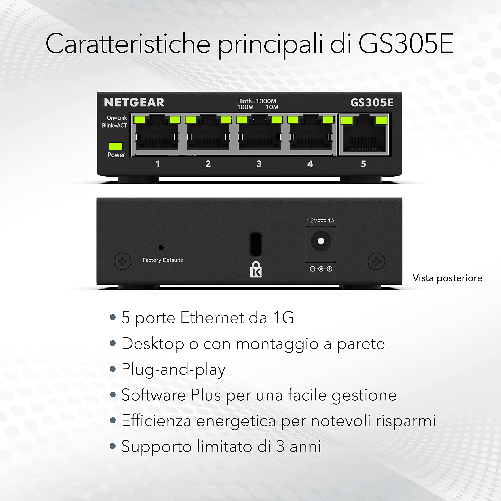 Switch-Gigabit-Gestito-Netgear-GS305E---5-Porte-RJ-45