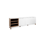 Mobile Credenza 200 cm 3 Ante in Legno Bianco e rovere Naturale Madia Soggiorno