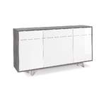 Credenza Mobile Madia 3 Ante 3 Cassetti Bianco Lucido Grigio da Soggiorno