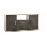 Mobile Bianco Nero 2 Ante con 2 Cassetti Credenza Contenitore in Legno Tv